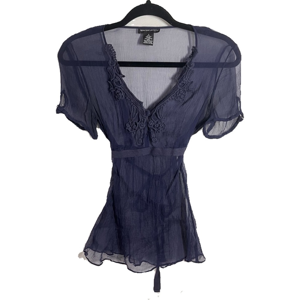 Blue fairy grunge top, tie in back , Size S